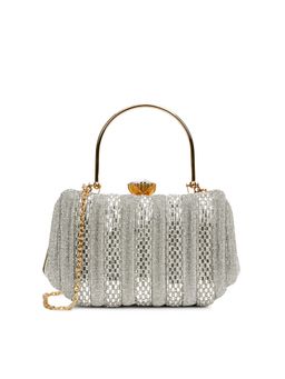 Lavie Signature - Silver Womens Quincy Handle Frame Clutch (M)