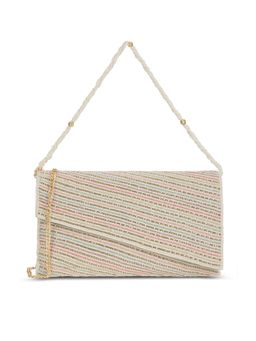 Lavie Signature - Womens White Roanoke Beads Envelop Clutch (L)