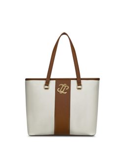 Lavie Signature - Womens Off White Tarrytown Colorblock Tote Bag (L)