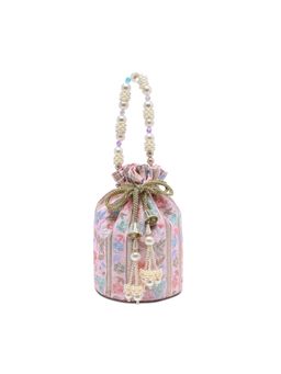 Lavie Signature - Womens Pink Mint Embroidered Potli Bag (M)