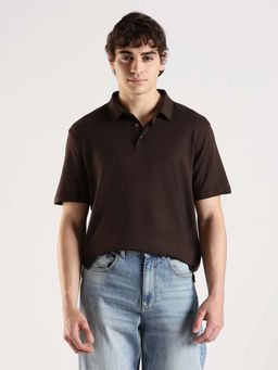 Calvin Klein - Brown Solid Cotton Polo T-Shirt
