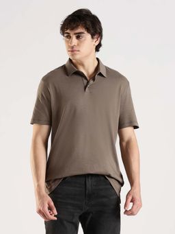 Calvin Klein - Brown Solid Cotton Polo T-Shirt