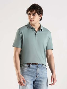 Calvin Klein - Green Solid Cotton Polo T-Shirt
