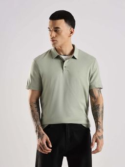 Calvin Klein - Grey Solid Cotton Polo T-Shirt