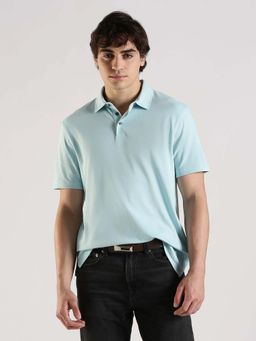 Calvin Klein - Blue Solid Cotton Polo T-Shirt