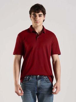 Calvin Klein - Red Solid Cotton Polo T-Shirt