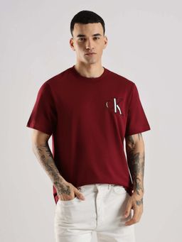 Calvin Klein - Maroon Logo Cotton T-Shirt