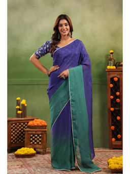 Moora - Ombre Organza Saree with Printed Unstitched Blouse
