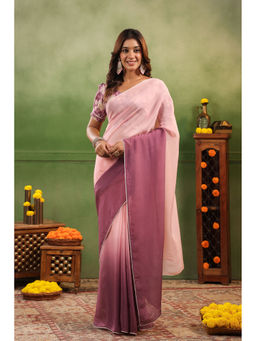 Moora - Ombre Organza Saree with Printed Unstitched Blouse
