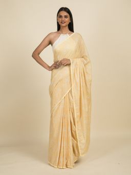 Suta - Yellow Floral Digital Printed Cotton Saree