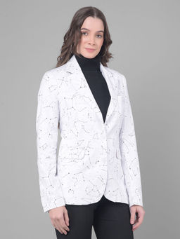 CRIMSOUNE CLUB - Womens White Printed Blazer
