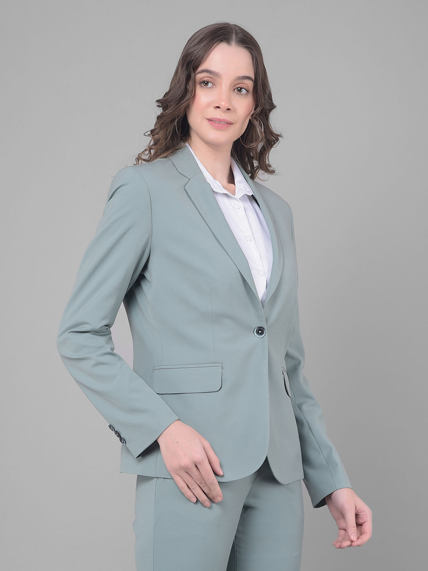 crimsoune club Womens Green Single Breasted Blazer-picture-23