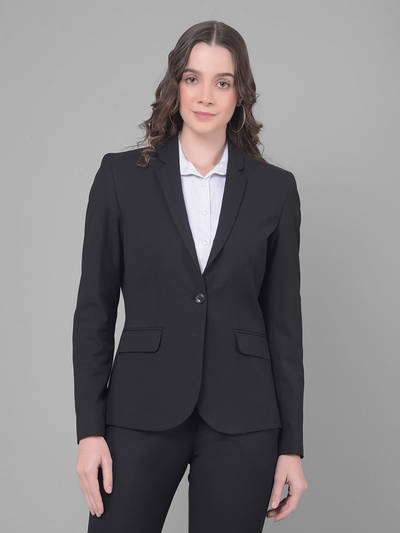 Women Solid Single Breasted Casual Blazer