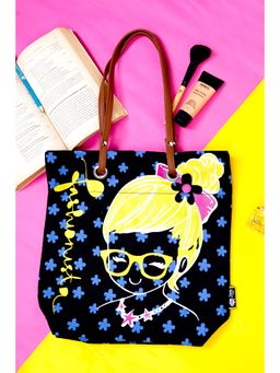 Kanvas Katha - Black Floral Print Tote Bag