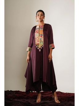 Keva Clothing - Women's Maroon Satin Kurta with Palazzo