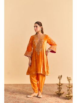 Sheetal Batra - Eira Orange Embroidered Kurta With Dhoti