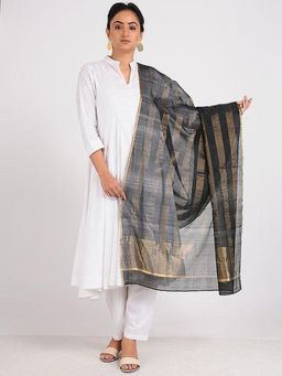 Sonal Kabra - Women Black Cotton Silk Woven Dupatta