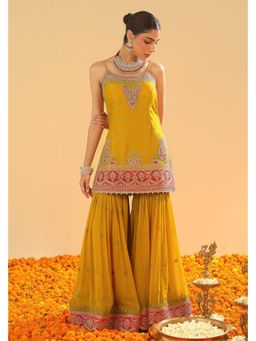 Sheetal Batra - Mustard Embroidered Kurta With Gharara