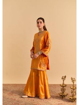Sheetal Batra - Nooren Orange Embroidered Kurta With Palazzo and Dupatta