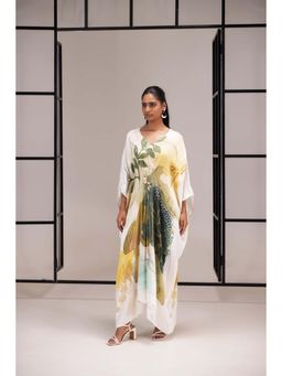 SAKSHI G CHAWLA - Modal V-Neck Multi-Color Printed Kaftan Dress