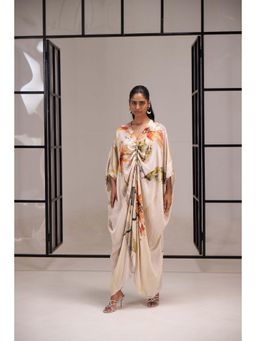 SAKSHI G CHAWLA - Modal V-Neck Multi-Color Floral Kaftan Dress
