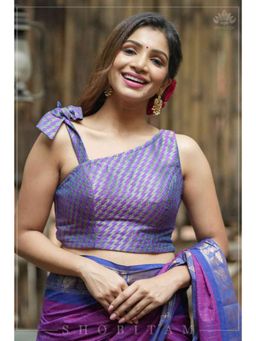 Isadora Life - Women Purple Cotton Geometric Stitched Blouse