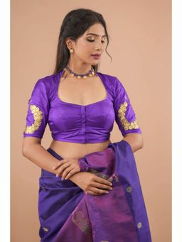 Isadora Life - Women Purple Silk Embroidered Stitched Blouse