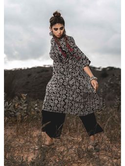 Keva Clothing - Women Black Cotton Kaftan with Pant