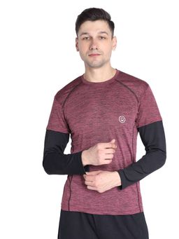 CHKOKKO - Magenta Men Round Neck Full Sleeves Gym Sports T-shirt