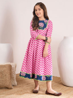 PSPeaches - Girls Print Fit & Flare Midi Dress