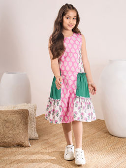 PSPeaches - Girls Floral Print A-Line Dress