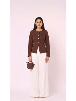 IS.U - Women Taupe Polyester Solid Top