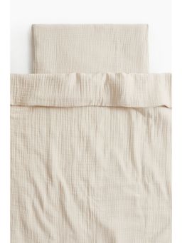 H&M - Beige Muslin cot duvet cover set