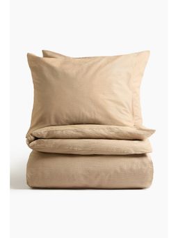 H&M - Beige Seersucker double/king size duvet cover set
