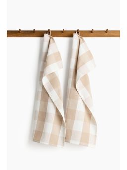H&M - Beige 2-pack linen-blend tea towels
