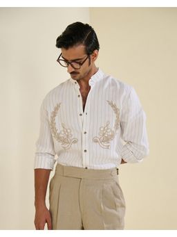 S&N by Shantnu Nikhil - Men Off White Shirt