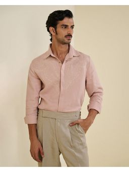 S&N by Shantnu Nikhil - Men Embroidered Pink Shirt
