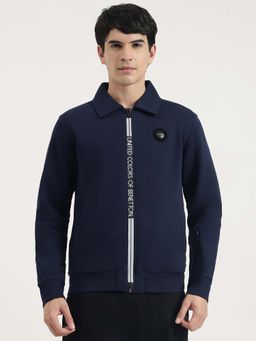 United Colors of Benetton - Navy Blue Solid Relaxed Jacket