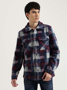 United Colors of Benetton - Navy Blue Checks Regular Shacket