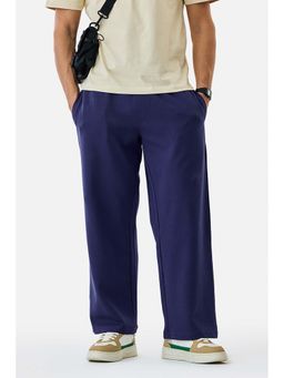Snitch - Navy Blue Solid Relaxed Trouser