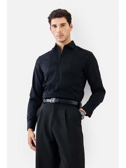 Snitch - Black Self Design Slim Shirt