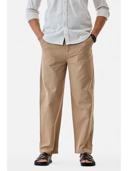 Snitch - Beige Textured Relaxed Trouser