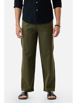 Snitch - Green Textured Relaxed Trouser
