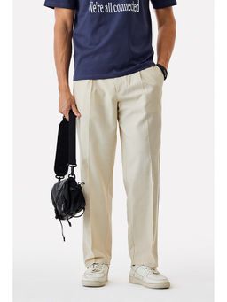 Snitch - Beige Solid Relaxed Trouser