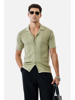 Snitch - Green Textured Regular Shirt