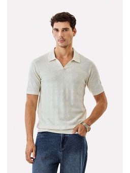 Snitch - Beige Textured Regular Polo T-Shirt