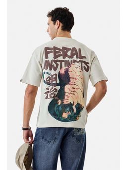 Snitch - Beige Graphic Oversized T-Shirt