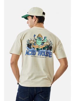 Snitch - Beige Graphic Oversized T-Shirt