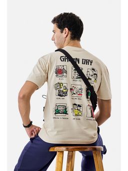 Snitch - Beige Graphic Oversized T-Shirt