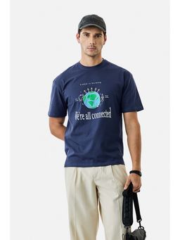Snitch - Navy Blue Graphic Oversized T-Shirt